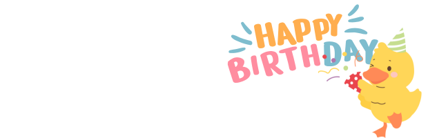 アヒルと誕生日おめでとう文字
