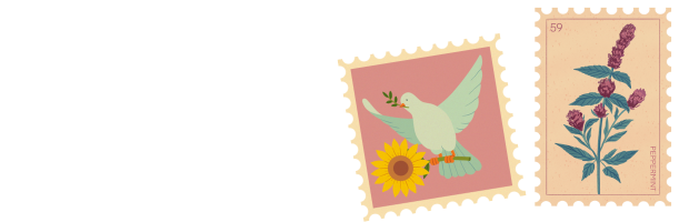鳩とひまわりの切手、ペパーミントの切手