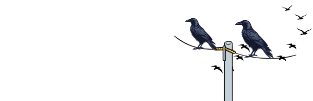 電柱に止まるカラスと空を飛ぶ鳥
