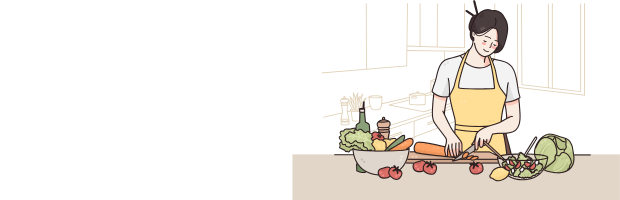 料理する女性と新鮮な野菜