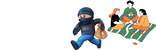 空き巣が逃走、ピクニックする人々