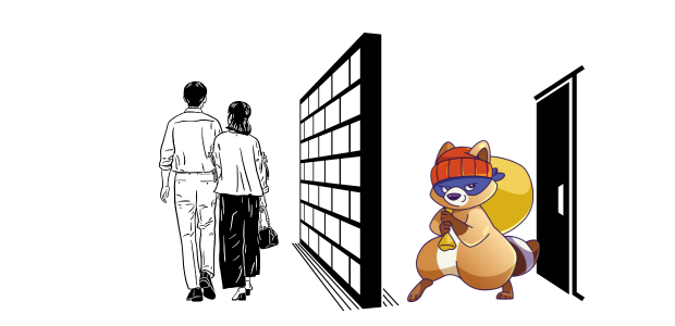 空き巣のタヌキと夫婦