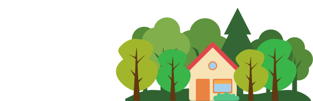 家と木々のイラスト