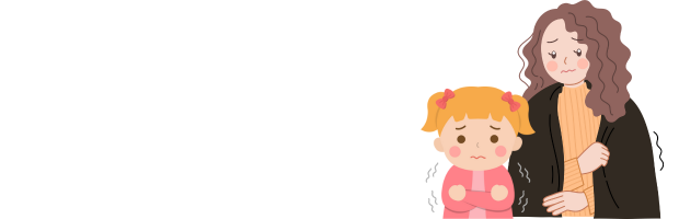 寒さで震える母娘