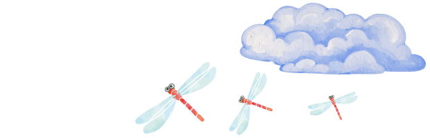 トンボと雲のイラスト