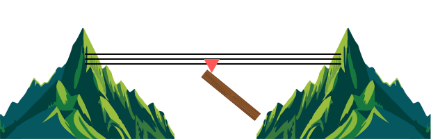 山から原木が吊り下げられる様子