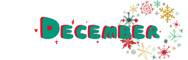 Decemberの文字と雪の結晶