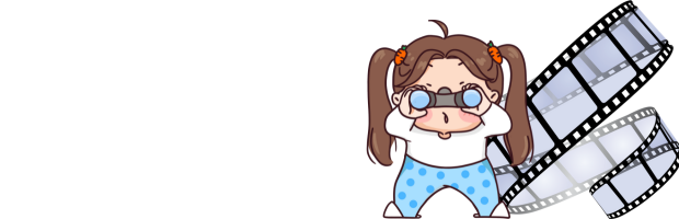映画鑑賞する子供とフィルム
